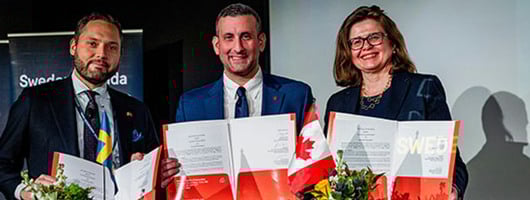 Niclas Carlsson, Energimyndigheten, Raed Kadri, chef f&ouml;r OVIN vid OCI Claudia Krywiak, VD och koncernchef, OCI