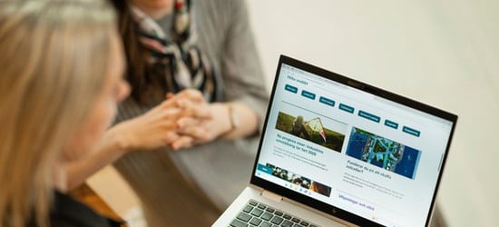 Tv&aring; personer jobbar vid en dator
