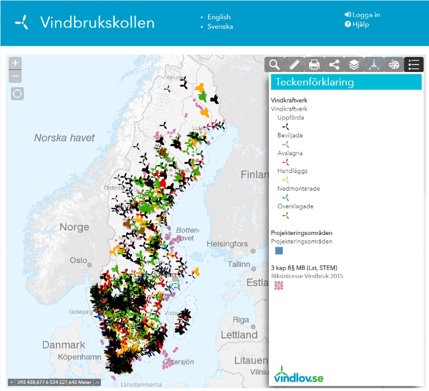 Karta över Vindkraftverk I Sverige – Karta 2020